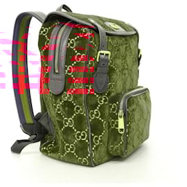 Gucci-Mochila de veludo vermelho e couro Gucci-Vermelho