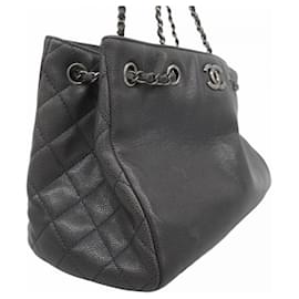 Chanel-Chanel Black Grained Calfskin Shoulder Bag-Black