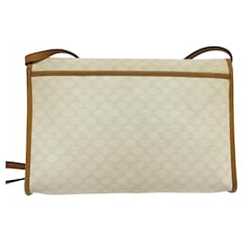 Céline-CELINE Macadam Canvas Shoulder Bag PVC Leather White Gold Auth BD1518-White,Golden