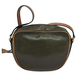 Céline-CELINE Shoulder Bag Leather Khaki Gold Auth BA672-Golden,Khaki