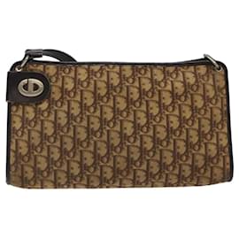Christian Dior-Christian Dior Trotter Canvas Shoulder Bag Brown Gold Auth KD554-Brown,Golden