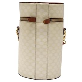 Céline-CELINE Macadam Canvas Shoulder Bag PVC Leather White Gold Auth BD1691-White,Golden