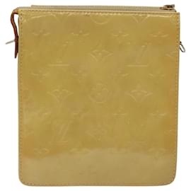 Louis Vuitton-LOUIS VUITTON Monogram Vernis Motto Accessory Pouch Beige M91136 LV Auth ep8565-Beige