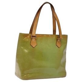 LOUIS VUITTON Monogram Vernis Sac à Main Houston Bleu Bébé M91005 LV Auth KD353 Bleu clair