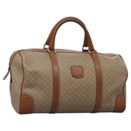 Céline-CELINE Macadam Canvas Boston Bag PVC Beige Gold Auth mr1173-Beige,Golden