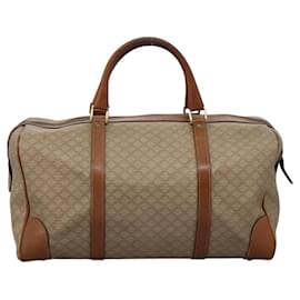 Céline-CELINE Macadam Canvas Boston Bag PVC Beige Gold Auth mr1173-Beige,Golden