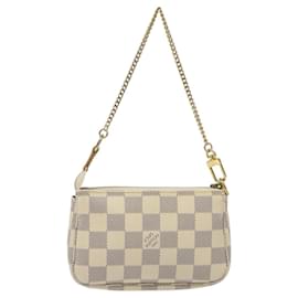 Louis Vuitton-LOUIS VUITTON Mini Pochette Accessoires Damier Azur Pouch N63005 Auth BD1610-Autre