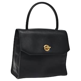 Céline-CELINE Hand Bag Leather Black Gold Auth BD1549-Black,Golden