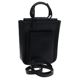 GUCCI Handtasche Leder 2-Wege Schwarz Auth BD1169 Schwarz