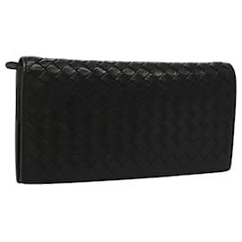 Autre Marque-BOTTEGA VENETA INTRECCIATO Long Wallet Leather Black Auth bs24197-Black