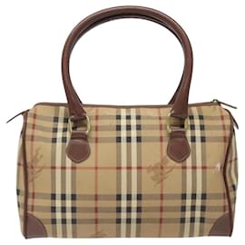 Autre Marque-Burberrys Nova Check Boston Bag PVC Beige Auth KD522-Beige