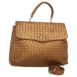 Autre Marque-BOTTEGA VENETA INTRECCIATO Hand Bag Leather 2way Gold Tone Auth BD1719-Other