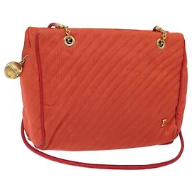 BALLY Borsa a Spalla in Nylon Arancione Oro Auth 116042 D'oro Arancione