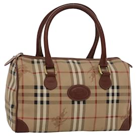 Autre Marque-Burberrys Nova Check Boston Bag PVC Beige Gold Auth ki5562-Beige,Golden