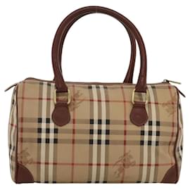 Autre Marque-Burberrys Nova Check Boston Bag PVC Beige Gold Auth ki5562-Beige,Golden