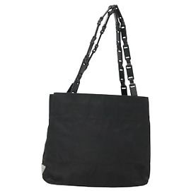 PRADA Borsa a mano in nylon plastico Auth ep8556 Nero