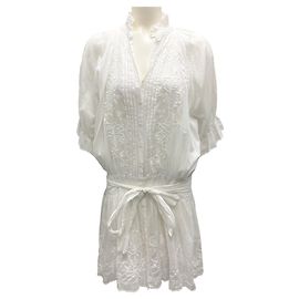 Vestido blusê branco liso com bordado de Juliet Dunn em Londres Branco