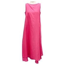 Autre Marque-Hubert Gasser Hot Pink Sleeveless Linen Midi Dress-Pink