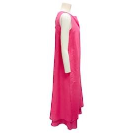 Autre Marque-Hubert Gasser Hot Pink Sleeveless Linen Midi Dress-Pink