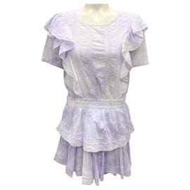 Autre Marque-LoveShackFancy Violet Splash Hand Dye Natasha Heritage Mini Dress-Purple