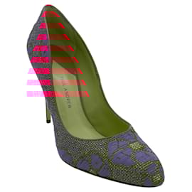 Paul Andrew-Paul Andrew Fuchsia Rose Lace Pumps-Pink