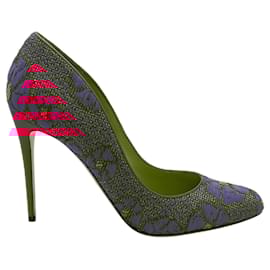 Paul Andrew-Paul Andrew Fuchsia Rose Lace Pumps-Pink