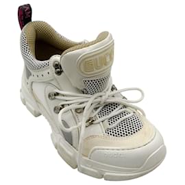 Gucci-Gucci White Leather / Mesh Flashtrek Sneakers-White