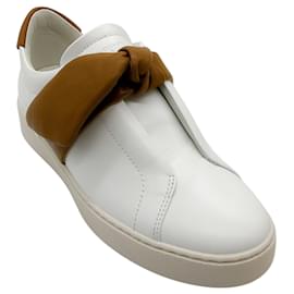 Alexandre Birman-Alexandre Birman White / Brown Leather Clarita Sneakers-White