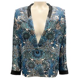 Helmut Lang Blue Multi Mandala Wet Print Jacket Blue