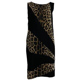 Moschino Cheap And Chic Shift dress in black with animal print inserts Black Multiple colors