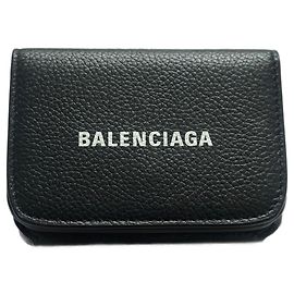 Balenciaga Tri-Fold Wallet Black Leather Black