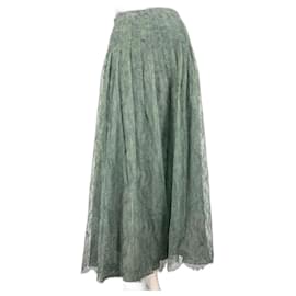 Christian Dior-lace pleated skirt-Grey,Olive green,Light blue,Turquoise