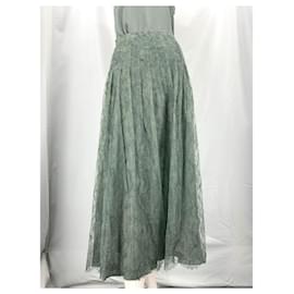 Christian Dior-lace pleated skirt-Grey,Olive green,Light blue,Turquoise