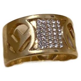 Fendi Ring aus Metall und Kristall Gold Golden