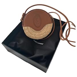 Yves Saint Laurent-Mini bag Saint Laurent Raffia-Straw,Dark brown