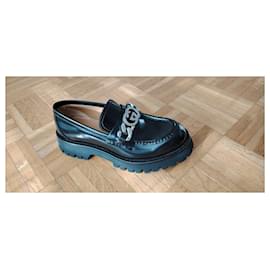 Gucci-MOCASSINS FEMME GUCCI EN CUIR AVEC SEMELLE CARRARMATO.-Noir