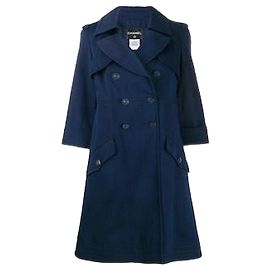 Casaco / trench de algodão da coleção SS 2013 da Chanel e Karl Lagerfeld 13P Azul marinho