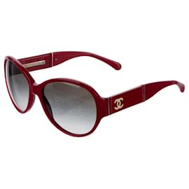 Chanel-Patent Leather CC Sunglasses 5230Q-Red