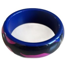 Accesorios de Mujer Christian Dior Pulsera Bangle Patrón Animal Resina Multicolor Rosa Azul Gris