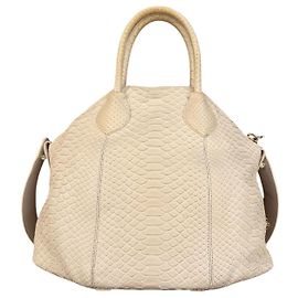 Roberto Cavalli Bolso de pitón blanco marfil Blanco