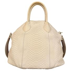Roberto Cavalli Ivory white python bag White