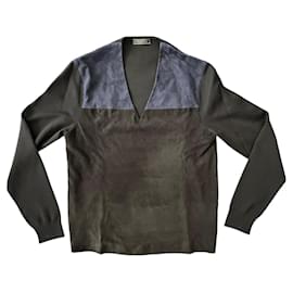 Prada-Prada knitwear/leather top-Black