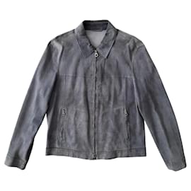 Salvatore Ferragamo-Vintage Ferragamo suede blouson-Blue
