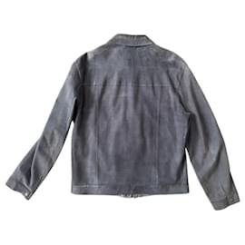 Salvatore Ferragamo-Vintage Ferragamo suede blouson-Blue