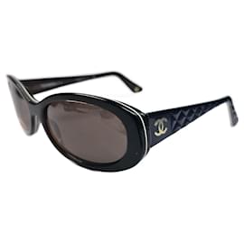 Chanel-Chanel sunglasses with quilted CC logo in black, brown and gold 5023 Gold-Black