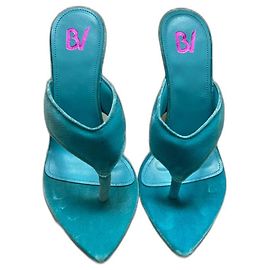 Autre Marque Mules Bettina Vermillon Azul Turquesa Veludo e Couro Turquesa