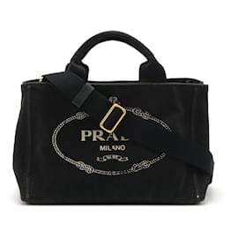 Prada-Prada CANAPA Canvas 2way Tote Bag 1BG439-Black