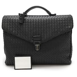 Bottega Veneta-Bottega Veneta Leather Intrecciato Briefcase 122139-Black