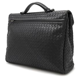 Bottega Veneta-Bottega Veneta Leather Intrecciato Briefcase 122139-Black