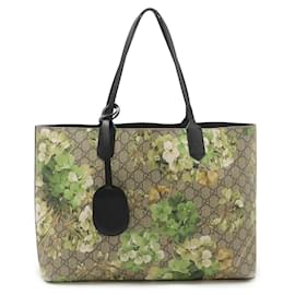 Gucci-Gucci GG Supreme Blooms Reversible Tote Bag PVC Leather 368568-Brown,Beige